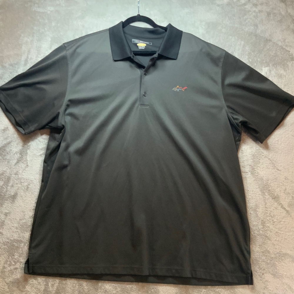 Greg Norman Play Dry Mens Polo Shirt XXXL Charcoal Gray Black Collar Golf Shark - Picture 1 of 10